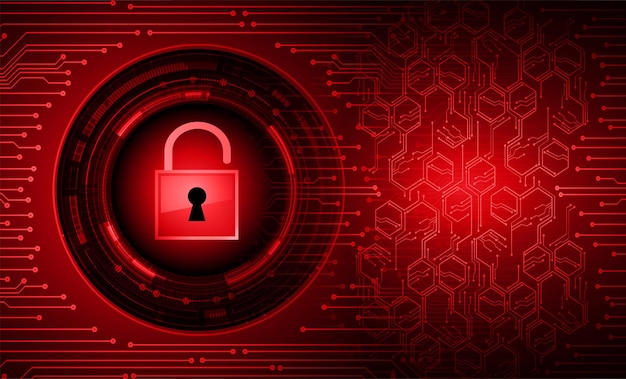 Candado cerrado en seguridad cibernética de fondo digital