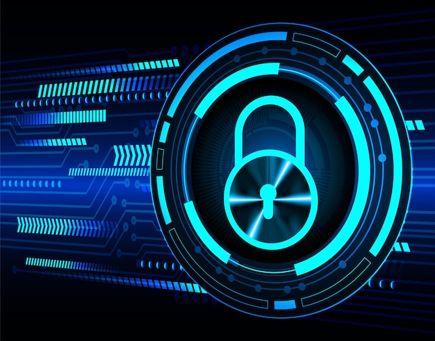 Candado cerrado en seguridad cibernética de fondo digital