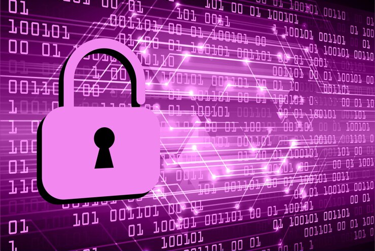 Vector candado cerrado en seguridad cibernética de fondo digital