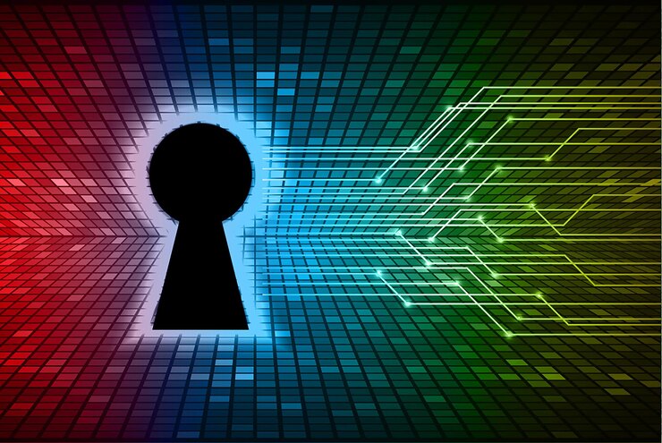 Vector candado cerrado en seguridad cibernética de fondo digital