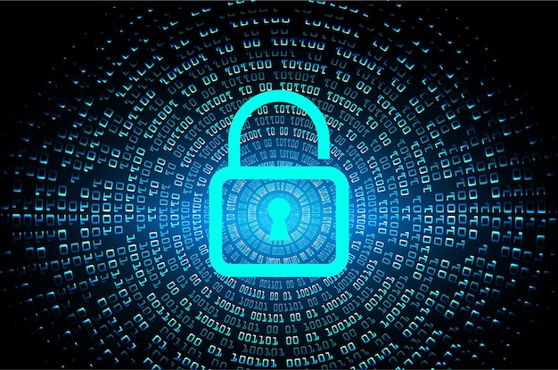 Candado cerrado sobre fondo digital Concepto de seguridad tecnológica Seguridad moderna