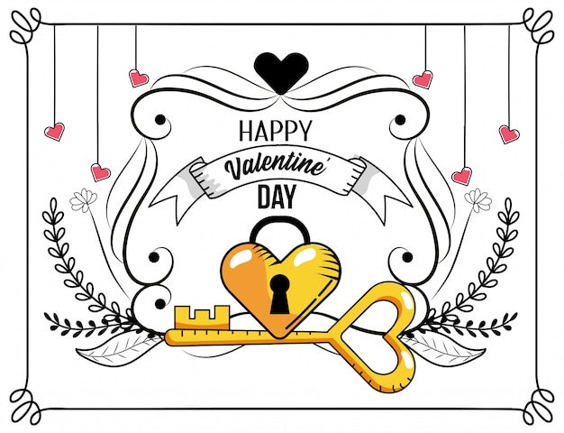 Candado de corazón con llave para el dia de san valentin.