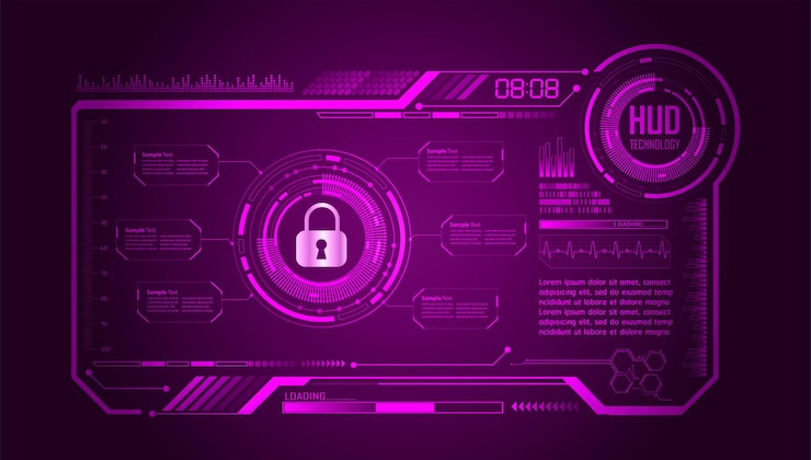Vector candado en seguridad cibernética de fondo digital