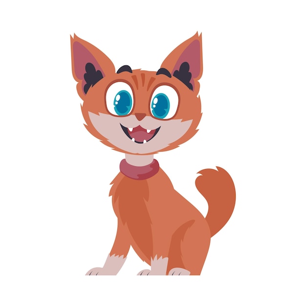 Candados en alegre gato enrojecido Gato sonriente Estilo de dibujos animados Ilustración vectorial