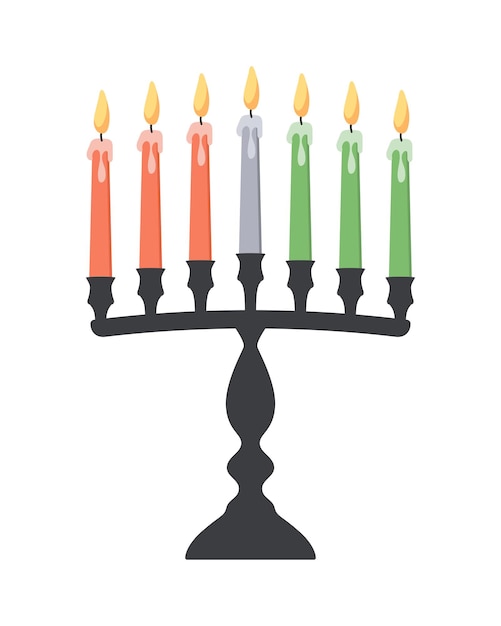 El candelabro consta de siete velas. Decoración de Kwanzaa.