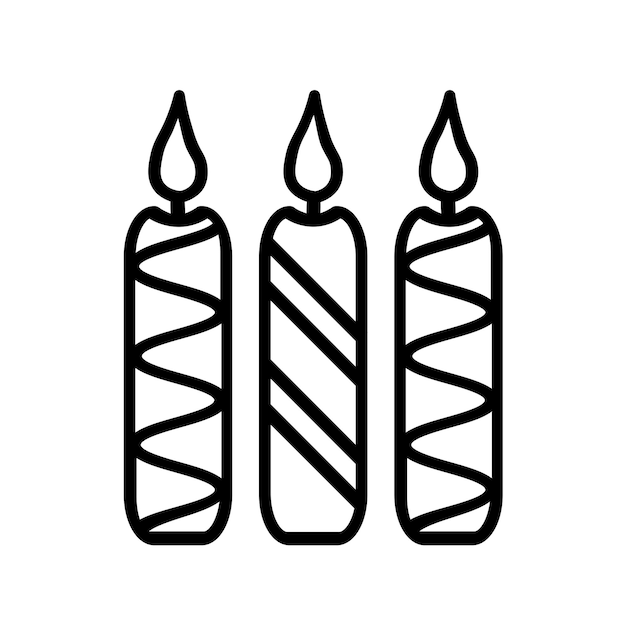 Candelas decorativas en llamas Icono de trazo delgado de la fiesta