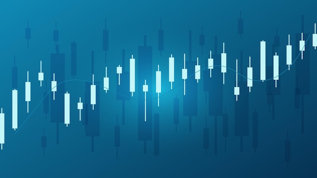 Vector candlestick muestra las estadísticas financieras del precio del mercado de valores y el concepto de ganancias de efectividad empresarial