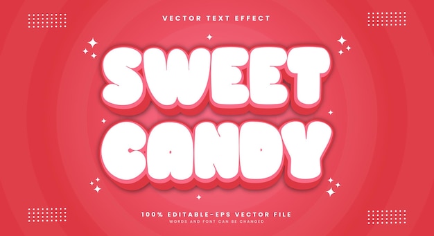 Candy dulce 3d efecto de texto editable plantilla adecuada para producto alimenticio dulce