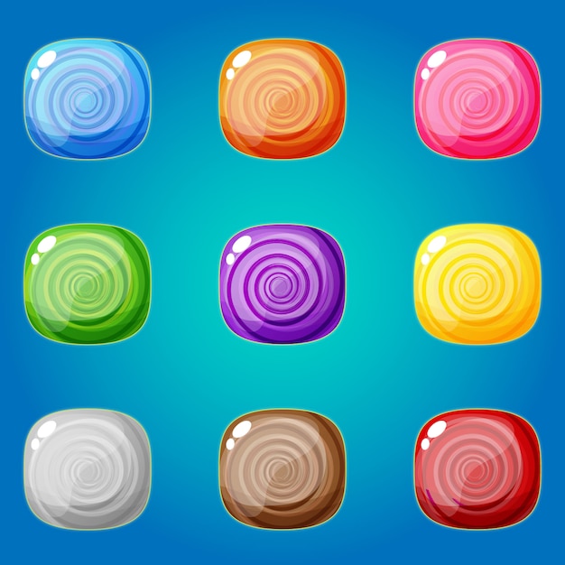 Candy establece 9 iconos de colores para juegos de rompecabezas.