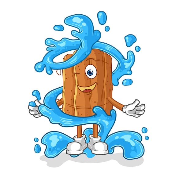 Canela fresca con vector de dibujos animados de mascota de agua