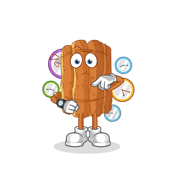 Canela con vector de mascota de dibujos animados de dibujos animados de reloj de pulsera