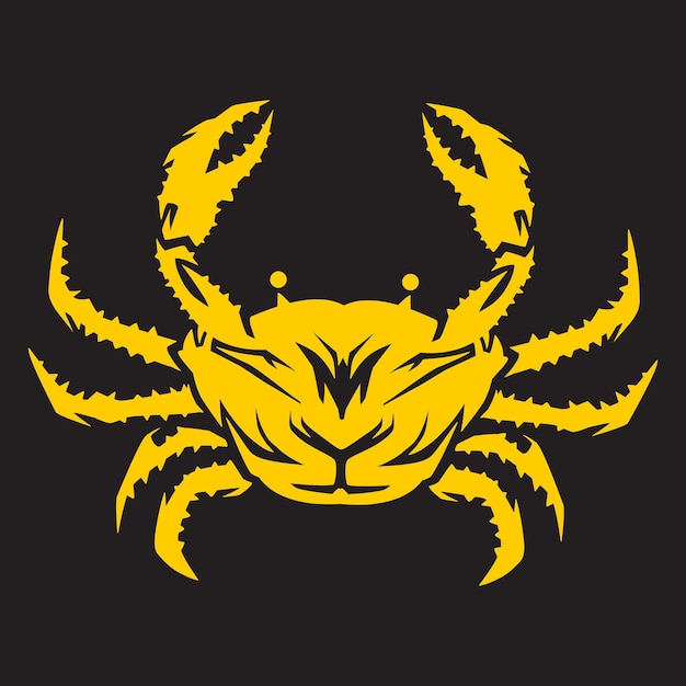 cangrejo dibujado a mano en oro y fondo negro