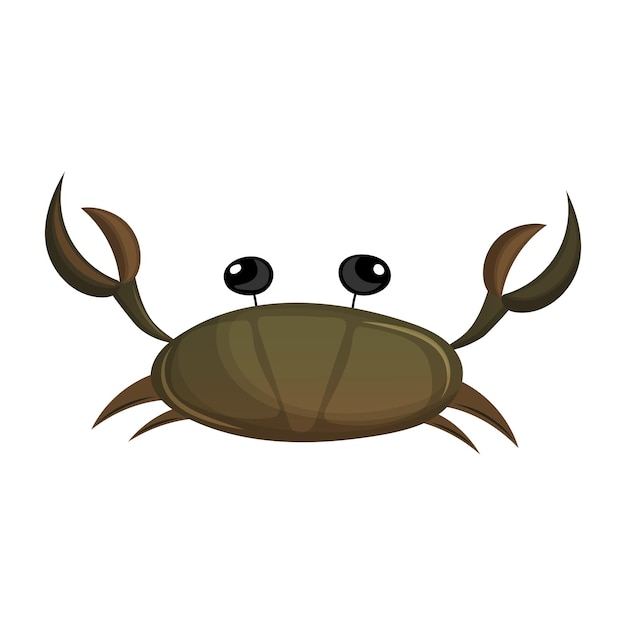 Vector cangrejo de mar con garras y ojos saltones ilustración vectorial plana aislada en fondo blanco
