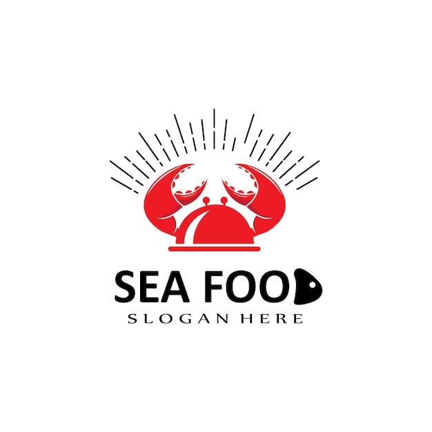 Cangrejo rojo Mar Animal Logo Vector Pescados y mariscos Fabricación de ingredientes Diseño de ilustración Adecuado para pegatinas Serigrafía Banners Empresas de restaurantes