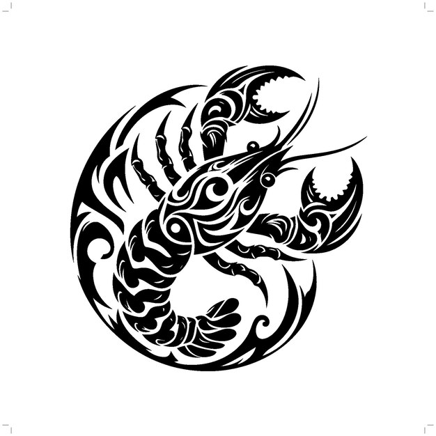 cangrejo en el tatuaje tribal moderno arte de líneas abstractas de animales contorno minimalista vector