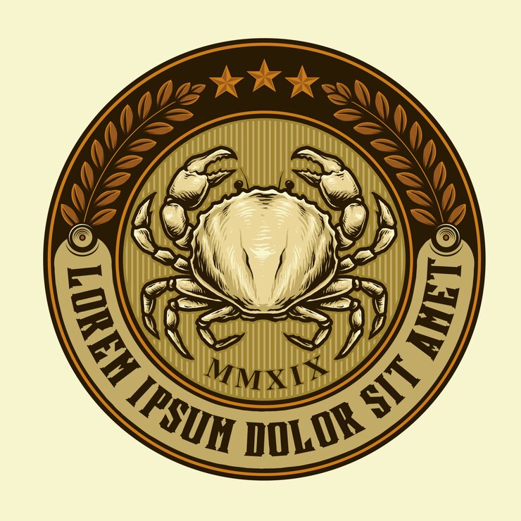Cangrejo vintage emblema o etiqueta
