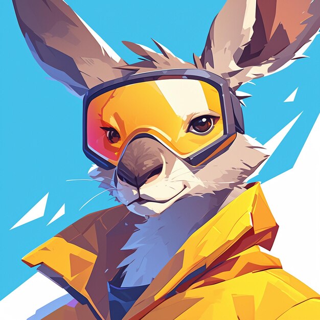 Un canguro animado instructor de esquí estilo dibujos animados