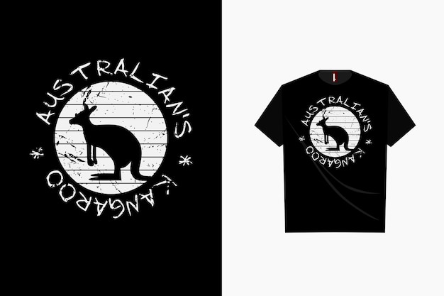 Canguro australiano con diseño de camiseta retro.