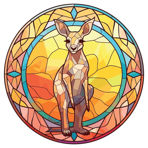 Vector canguro colorido acuarela vidrieras dibujos animados kawaii clipart animal mascota ilustración