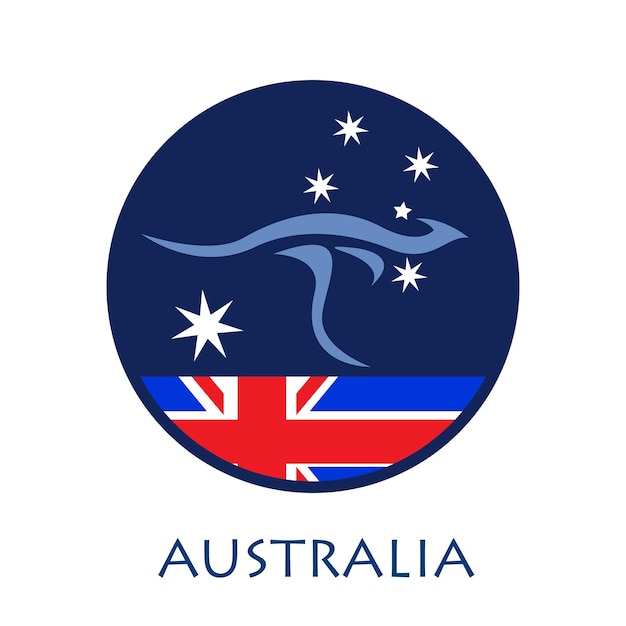 Canguro de signo vectorial con bandera australiana