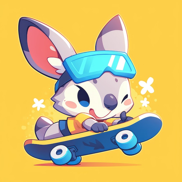 Un canguro en un skateboard al estilo de las caricaturas