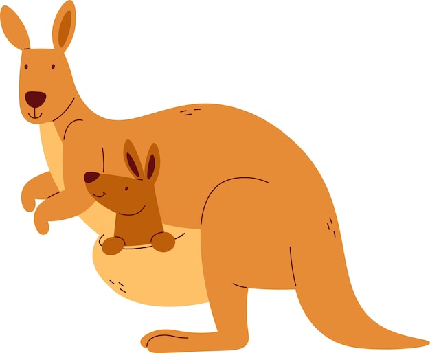 Vector canguro con su bebé