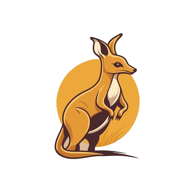 Vector canguro wallaby animal australiano carácter salvaje logo vector ilustración