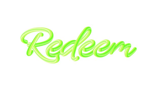 Canjear texto tipografía caligrafía script 3d vector en color neón verde claro.