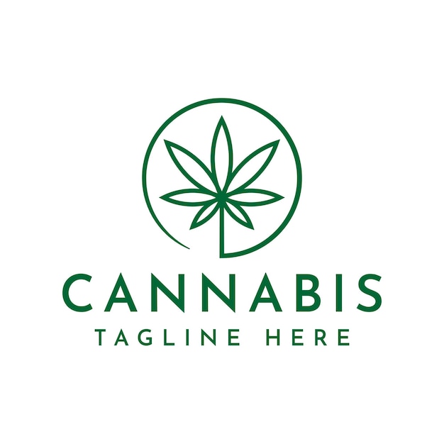 cannabis con el diseño del logotipo del círculo