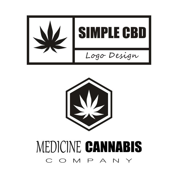 Cannabis marihuana cáñamo olla hoja siluetas logo vector