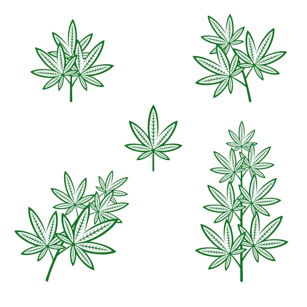 Cannabis marihuana conjunto colección iconos de cannabis vector