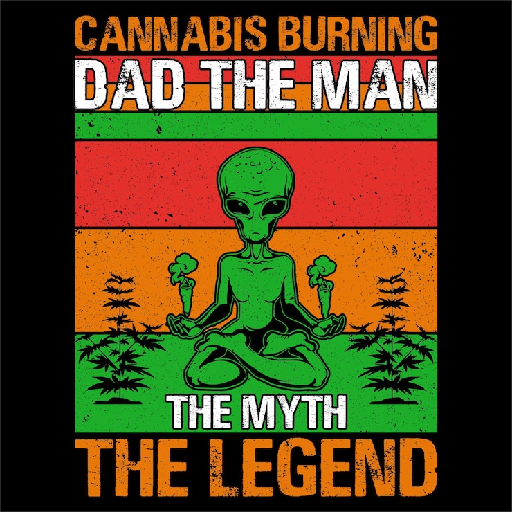 Cannabis Typography T shirt Design con gráfico vectorial editable cannabis quema papá el hombre el mito la leyenda