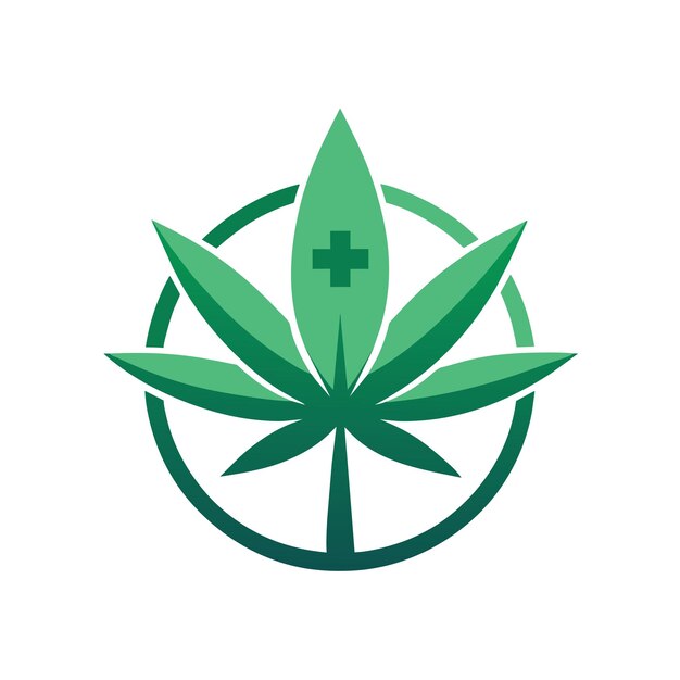 Cannabis para el vector de logotipo médico Ícono de marihuana Símbolo de hierba y cáñamo