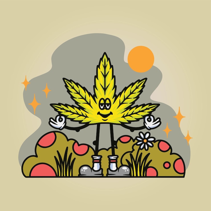 Vector cannabis weed marihuana dibujos animados mascota ilustración carácter vector clip art