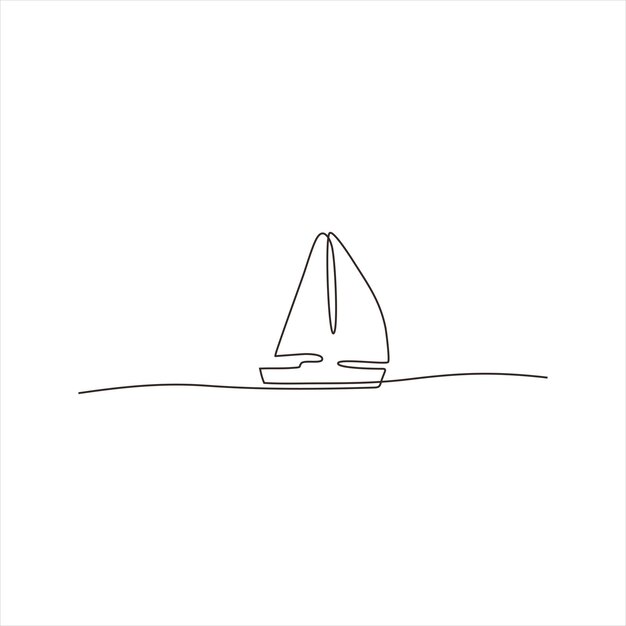 canoa barco arte de línea continua