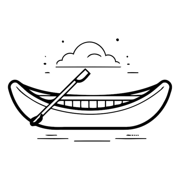 Vector canoa con una paleta en un fondo azul ilustración vectorial