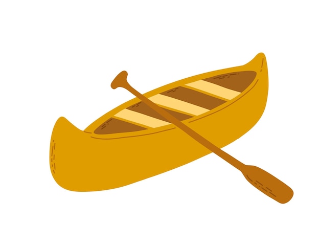 Canoa plana vectorial aislada en un kayak de dibujos animados blanco con paleta