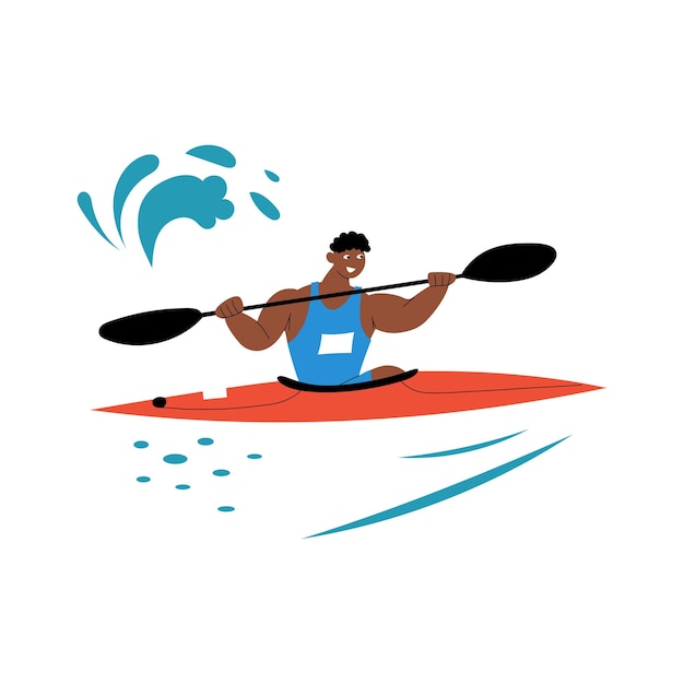 Canoa sprint deportista remando en kayak Ilustración vectorial de kayak