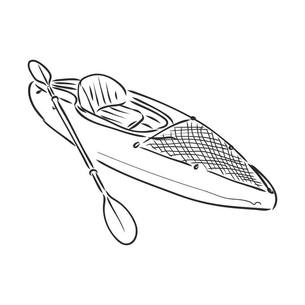 CANOE SLALOM jugador ilustración vectorial boceto dibujado a mano con líneas negras a mano