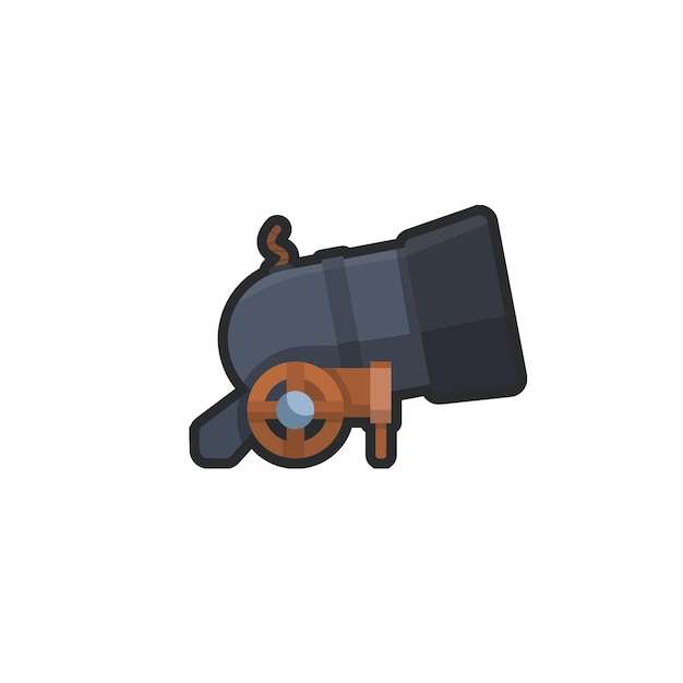 cañón de hierro en diseño vectorial plano de contorno