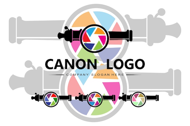 Cañón logo vector icono ejército guerra arma bomba dispositivo explosivo guardia real retro vintage