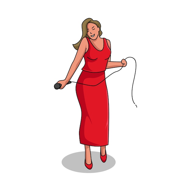 Cantante de ilustración vectorial bailando