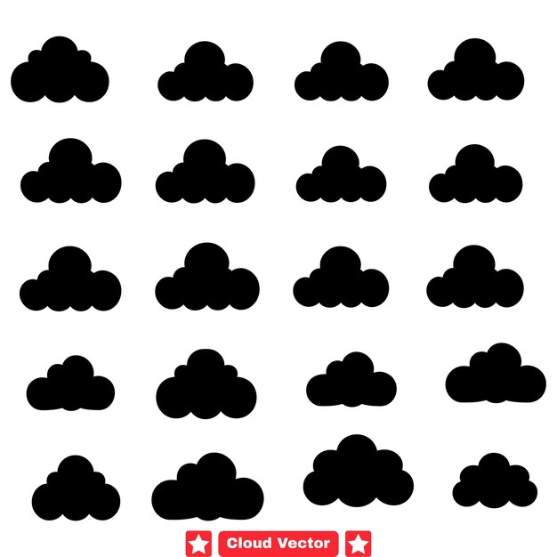 Canvases de nubes silueta vectorial conjunto para diseños inspirados en el cielo