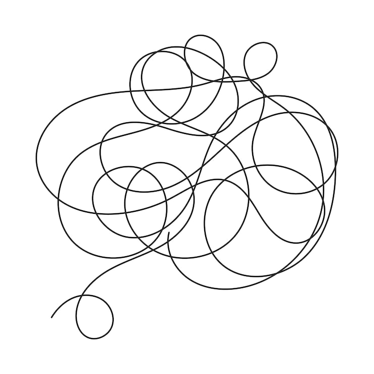Vector caos ansiedad pensamientos plano monocromo objeto vectorial aislado pensamientos negativos burbuja depresión dibujo de arte lineal en blanco y negro editable ilustración de punto de contorno simple para diseño gráfico web
