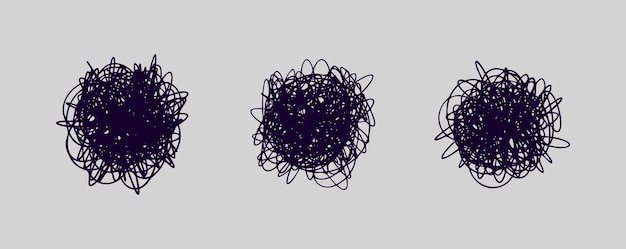 Caos y línea cerebral dibujar icono estrés y ansiedad garabateos pensamiento y desafíos mentales y