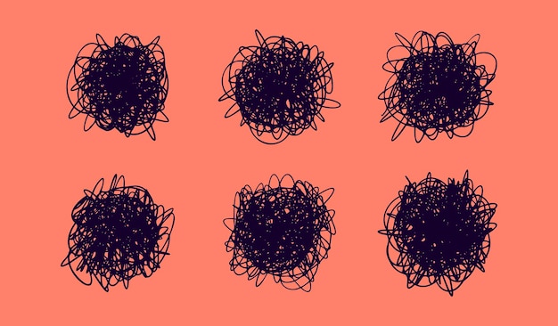 Caos y línea cerebral dibujar icono estrés y ansiedad garabateos pensamiento y desafíos mentales y