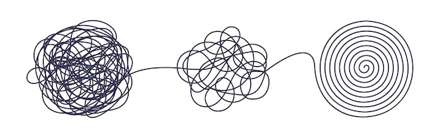 Caos y orden concepto de negocio diseño de estilo plano ilustración vectorial aislada en fondo blanco