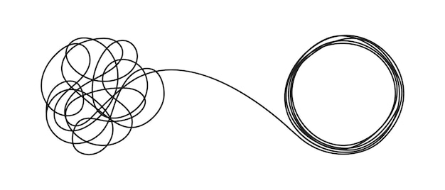 Caos y orden concepto de negocio diseño de estilo plano ilustración vectorial aislado sobre fondo blanco