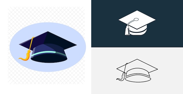 Cap de graduación aislado vector icono línea elemento de diseño sólido