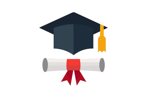 Cap de graduación e icono de diploma para plataformas de aprendizaje electrónico cap de graduación icono de graduación cap